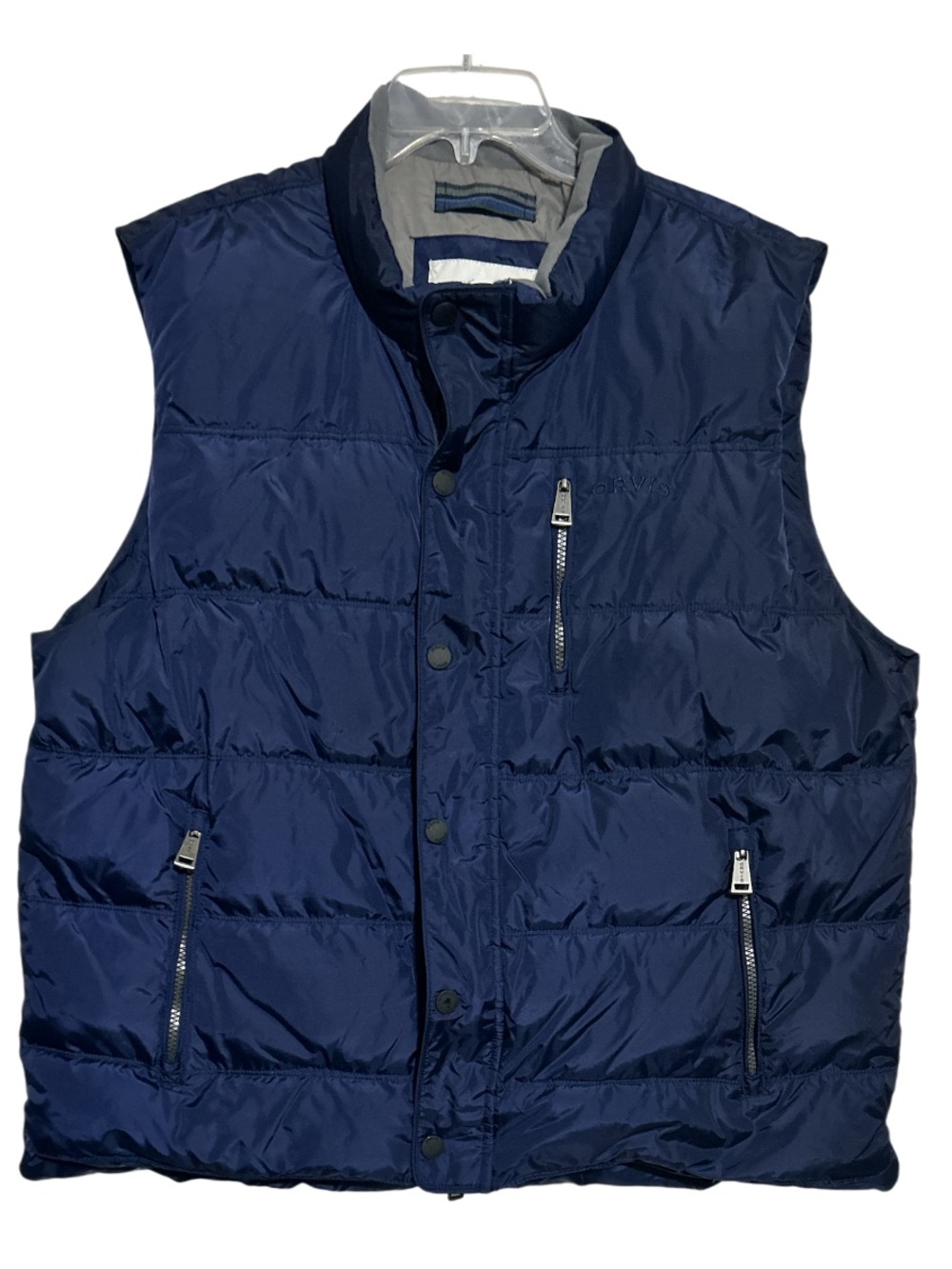 Orvis Duck Down Puffer Vest Men's Size XL Navy Blue Full Zip Pockets Lined